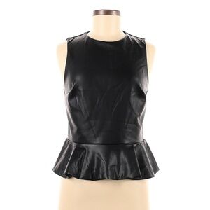 NWT Express black vegan leather peplum top Size S